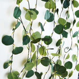 32ft 100 LED Green Silk Eucalyptus Leaf Garland Vine String Lights, Warm White Battery Operated