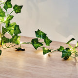 7ft Warm White 20 LED Green Silk Ivy Garland Vine String Lights, Battery Operated Fairy Lights