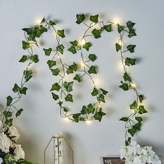 Create a Magical Ambiance with 7ft Warm White 20 LED Green Silk Ivy Garland Vine String Lights