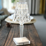 Warm White Crystal Diamond Acrylic LED Desk Lamp, USB Rechargeable Night Light
