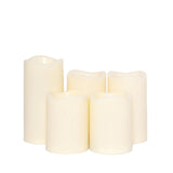 Set of 5 | Ivory Flickering Flameless LED Candles | Color Changing Battery Operated Pillar Candles With Remote - 4"|5"|6"#whtbkgd