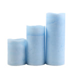 Set of 3 - Blue Flameless LED Candles, Battery Operated Tea Light - 4inch |6inch |8inch