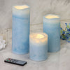 Set of 3 - Blue Flameless LED Candles, Battery Operated Tea Light - 4inch |6inch |8inch