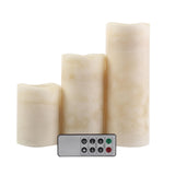 Set of 3 - Ivory Flameless LED Candles, Battery Operated Tea Light - 4inch |6inch |8inch#whtbkgd