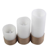 Set of 3 | Flameless Candles Natural Brown Twine | Battery Operated LED Pillar Candle Lights with Remote Timer - 4"|6"|8"