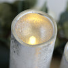 Set of 3 | Metallic Silver Flameless Candles | Battery Operated LED Pillar Candle Lights with Remote Timer - 4"|6"|8"