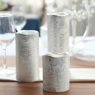 Enhance Your Décor with the Beauty of Metallic Silver Flameless LED Pillar Candles