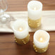 Set of 3 | Gold Flameless Candles With LED String Light | Battery Operated LED Pillar Candle Lights with Remote Timer - 4"|5"|6"
