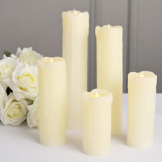 Set of 6 Warm White Flameless Flicker Battery Operated Pillar Candles