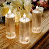 3 Pack | 6inch Warm White Clear LED Acrylic Diamond Flameless Candle Lamps