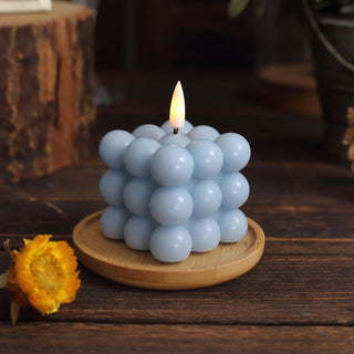 Add a Touch of Elegance with Dusty Blue Flameless Flickering LED Bubble Candles