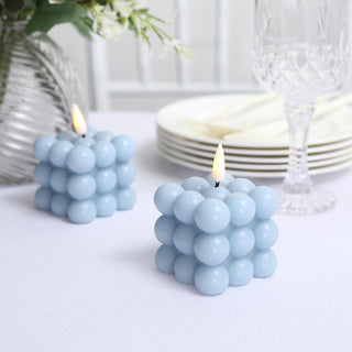 Enhance Your Decor with Dusty Blue Decorative Bubble Flameless Candles