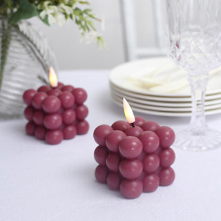 Add a Touch of Elegance with Burgundy Flameless Bubble Candles