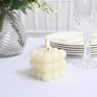 Hassle-Free Battery Operated Ivory Cube Wax Candles