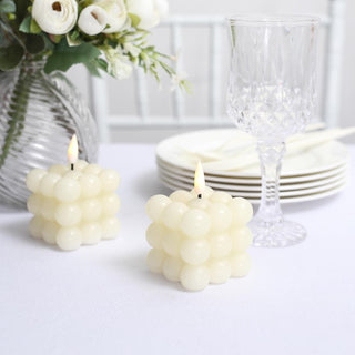 Add Elegance with Ivory Decorative Bubble Flameless Candles