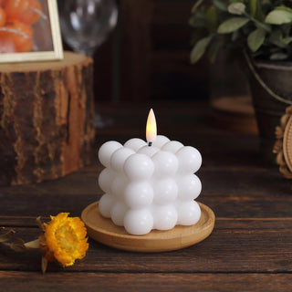 Modern and Stylish White Flameless Flickering LED Bubble Candles