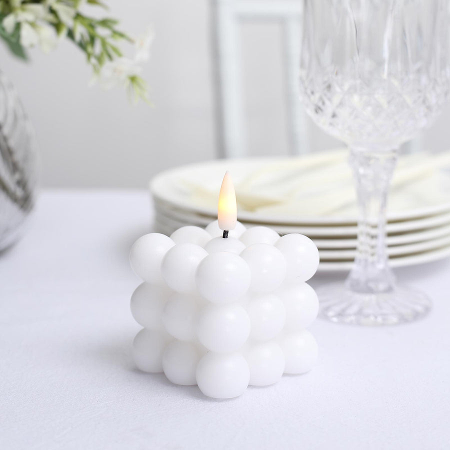 2 Pack | 2inch White Flameless Flickering LED Bubble Candles
