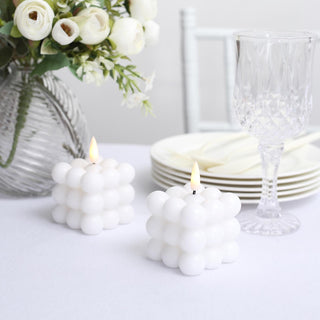 Add Elegance with White Flameless Flickering LED Bubble Candles