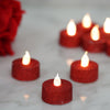 12 Pack | Red Glitter Flameless LED Candles | Battery Operated Tea Light Candles