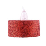 12 Pack | Glitter Flameless Candles LED | Tea Light Candles - Red | Tablecloths Factory#whtbkgd