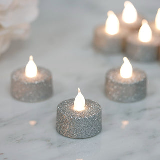 The Perfect Addition to Your Home Decor - Silver Glittered Flameless LED Tealight Candles