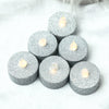 12 Pack | Silver Glitter Flameless LED Candles | Battery Operated Tea Light Candles