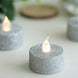 12 Pack | Silver Glitter Flameless LED Candles | Battery Operated Tea Light Candles