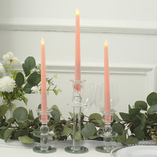 Blush Unscented Flameless LED Taper Candles - Set of 3