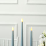 3 Pack | 11inch Dusty Blue Unscented Flickering Flameless LED Taper Candles