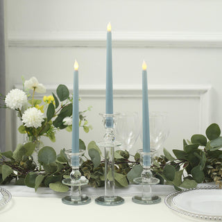 Add a Warm Glow to Your Event with Dusty Blue LED Taper Candles