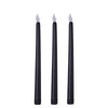 Set of 3 | 11 inch Black Flickering Flameless Battery Operated LED Taper Candles#whtbkgd