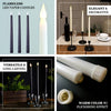 3 Pack | 11inch Dusty Blue Unscented Flickering Flameless LED Taper Candles