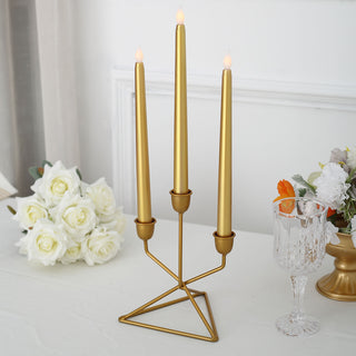 Add Warmth and Elegance to Your Event with 11" Gold Unscented Flickering Flameless LED Taper Candles