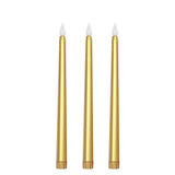 3 Pack | 11inch Gold Unscented Flickering Flameless LED Taper Candles#whtbkgd