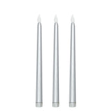 3 Pack | 11inch Silver Unscented Flickering Flameless LED Taper Candles#whtbkgd