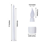 Set of 3 | 11" White Flickering Flameless Battery Operated LED Taper Candles