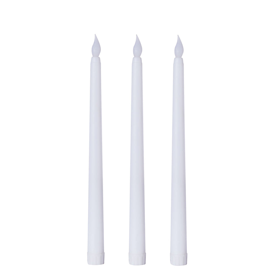Set of 3 | 11 inch White Flickering Flameless Battery Operated LED Taper Candles#whtbkgd