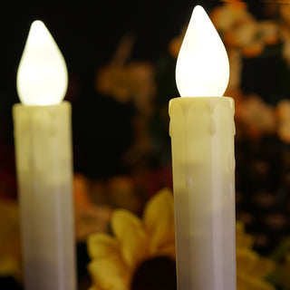Elevate Your Event Lighting with 3 Pack of 9" White Flameless LED Wax Drip Textured Taper Candles