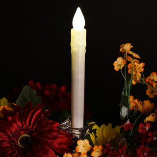 Enhance Your Event Decor with 3 Pack of 9" White Flameless LED Wax Drip Textured Taper Candles