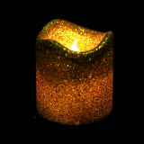 12 Pack | Glitter Flameless Candles LED | Votive Candles - Gold | Tablecloths Factory