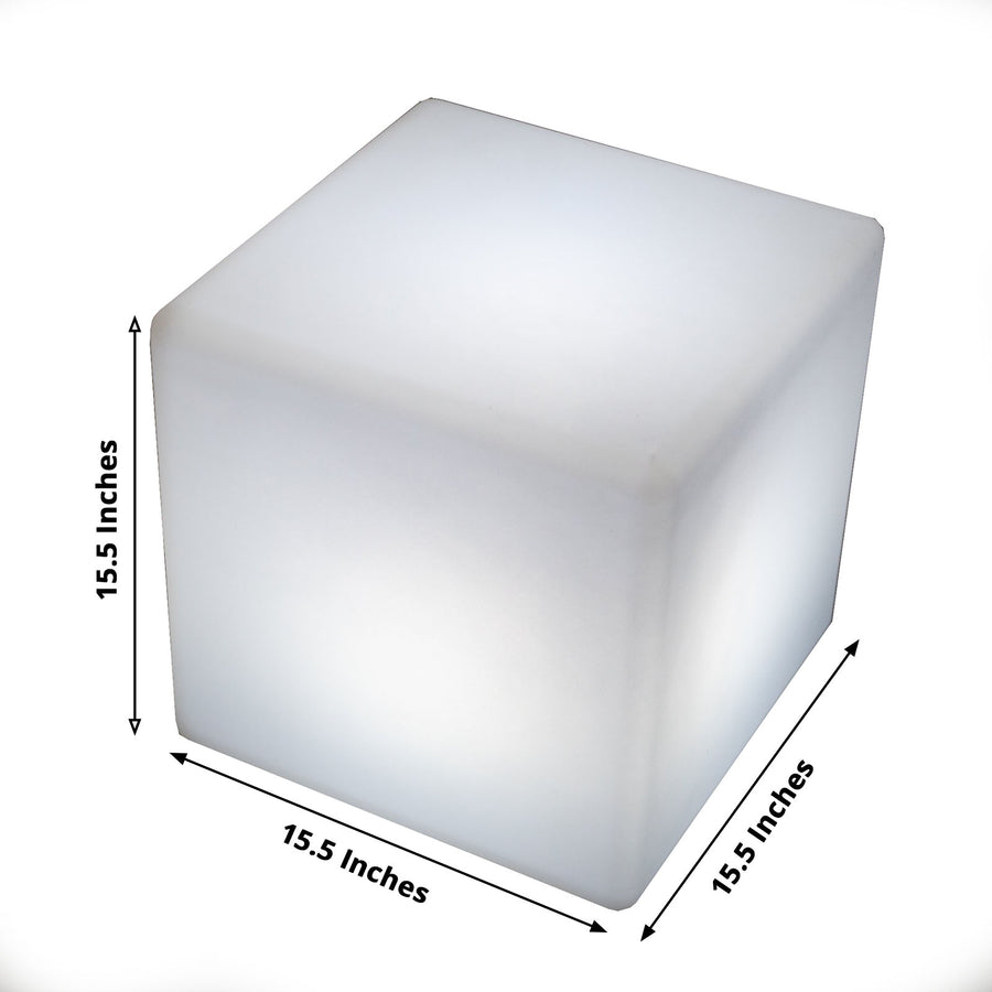 15.5inch Cordless LED Rechargeable Light Cube Illuminated Furniture Stool
