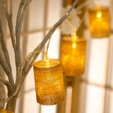 70" Burlap Fairy String Lights With 10 Bright White LEDs