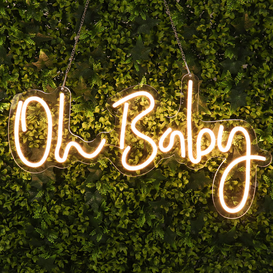 26Inch Oh Baby Neon Light Sign, LED Reusable Wall Décor Lights With 5ft Hanging Chain#whtbkgd
