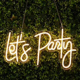 23 Inch Let's Party Neon Light Sign, LED Reusable Wall Décor Lights With 5ft Hanging Chain#whtbkgd