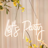 23 Inch Let's Party Neon Light Sign, LED Reusable Wall Décor Lights With 5ft Hanging Chain