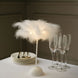 15inch White Feather LED Table Lamp Wedding Centerpiece, Battery Operated Cordless Desk Light