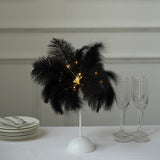 15inch LED Black Ostrich Feather Table Lamp Wedding Centerpiece