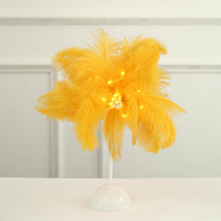 Illuminate Your Space with the LED Gold Ostrich Feather Table Lamp