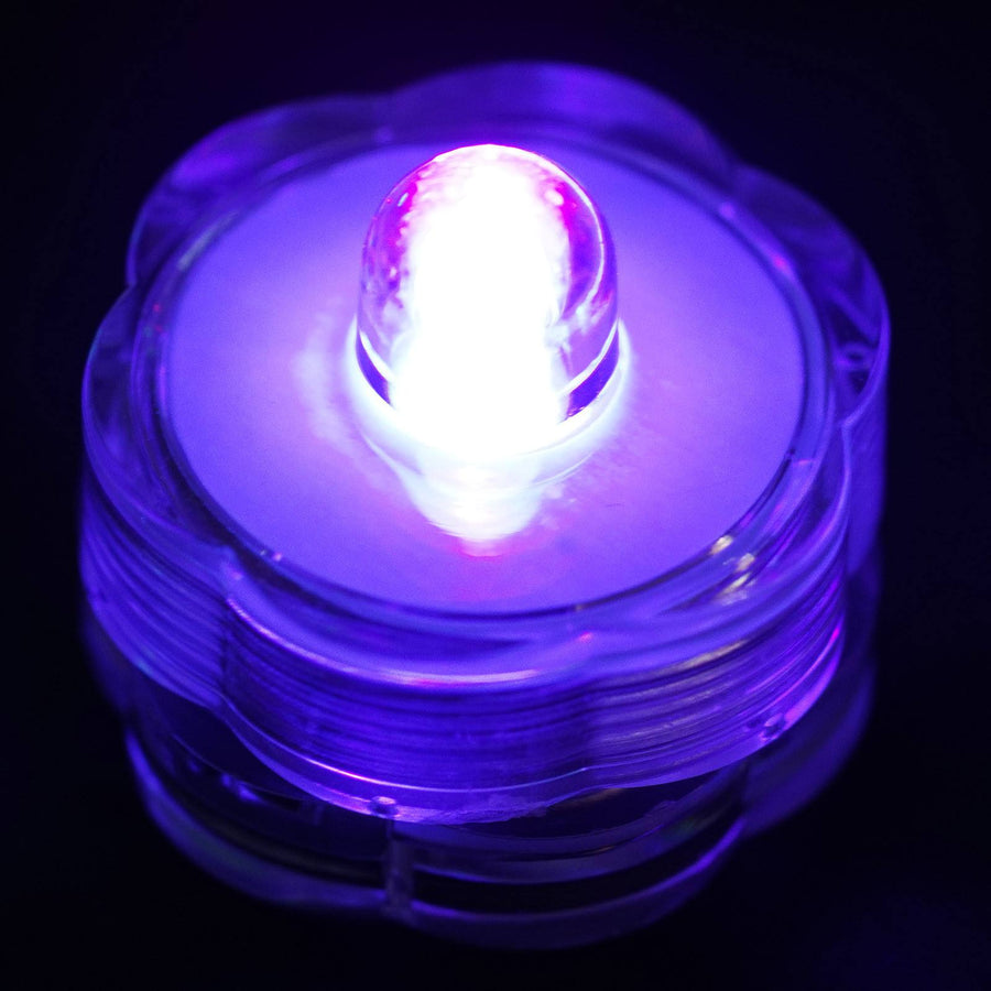 12 Pack | Purple LED Lights Waterproof Battery Operated Submersible