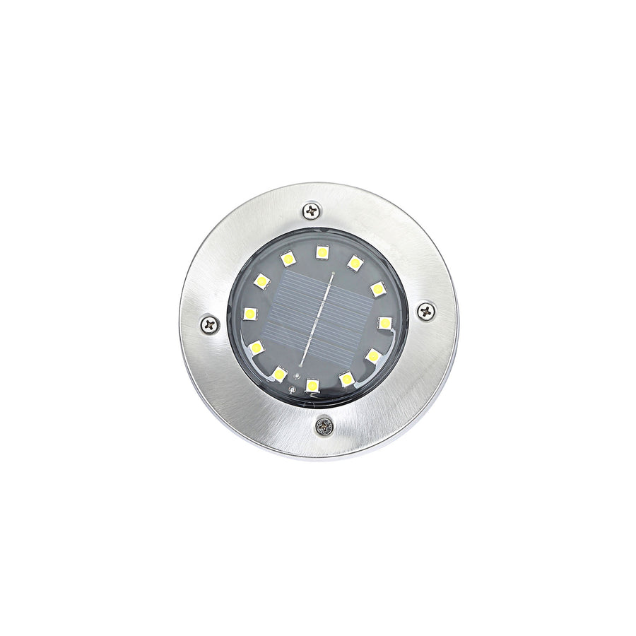 4 Pack | 12 LED Warm White Solar Disk Pathway Lights